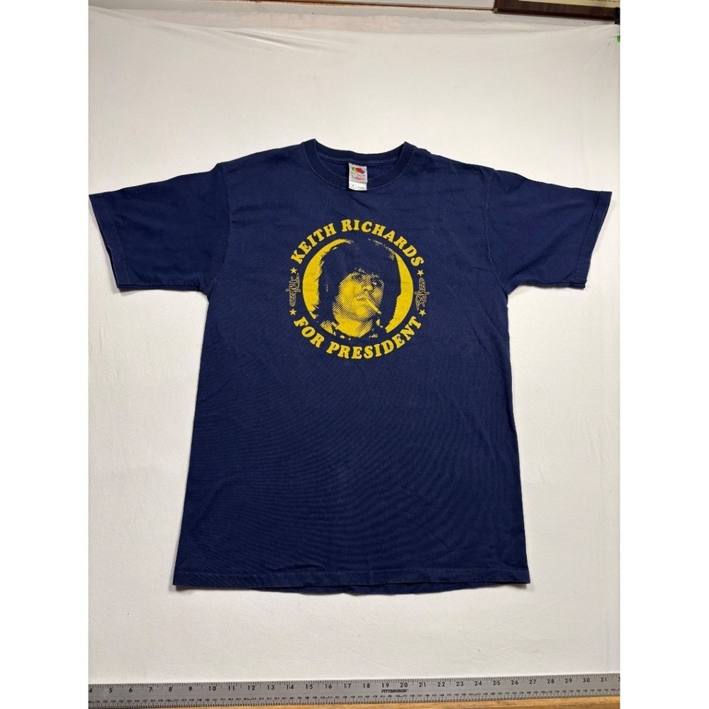 Fruit of the Loom Keith Richards For President Graphic T Shirt Mens M Navy Blue